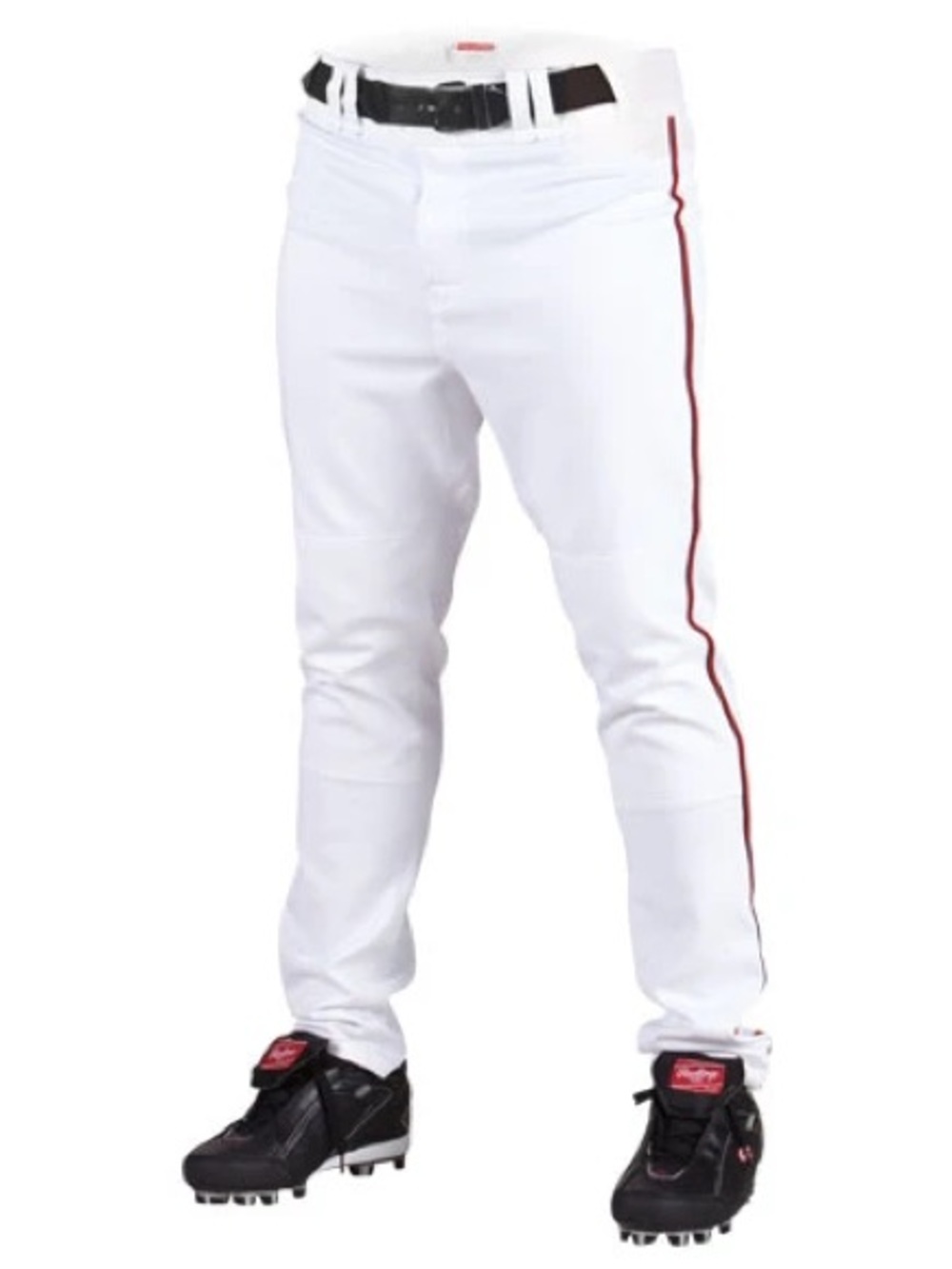 NWT Rawlings White Baseball Pants with Red Side Piping BP350P, Men’s Medium